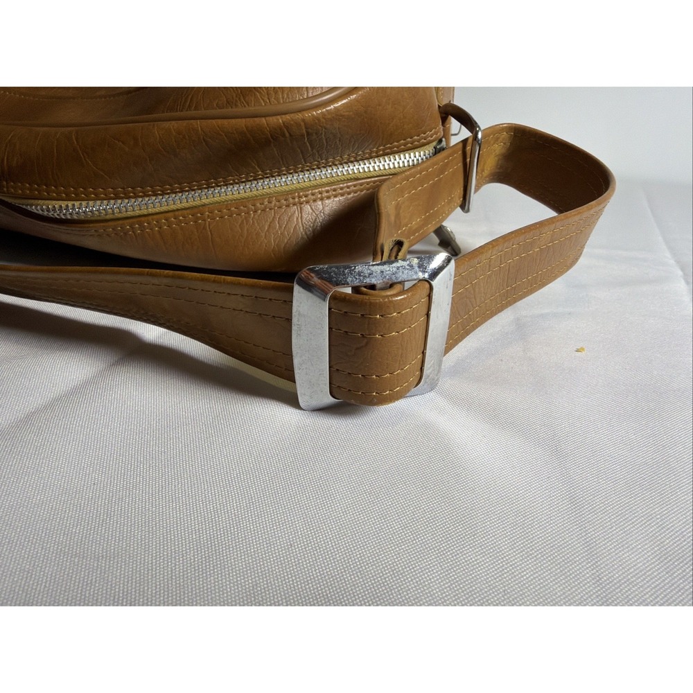 Vintage American Tourister Brown Tan Leather Shoulder Bag travel Carry On Bag - Picture 11 of 16